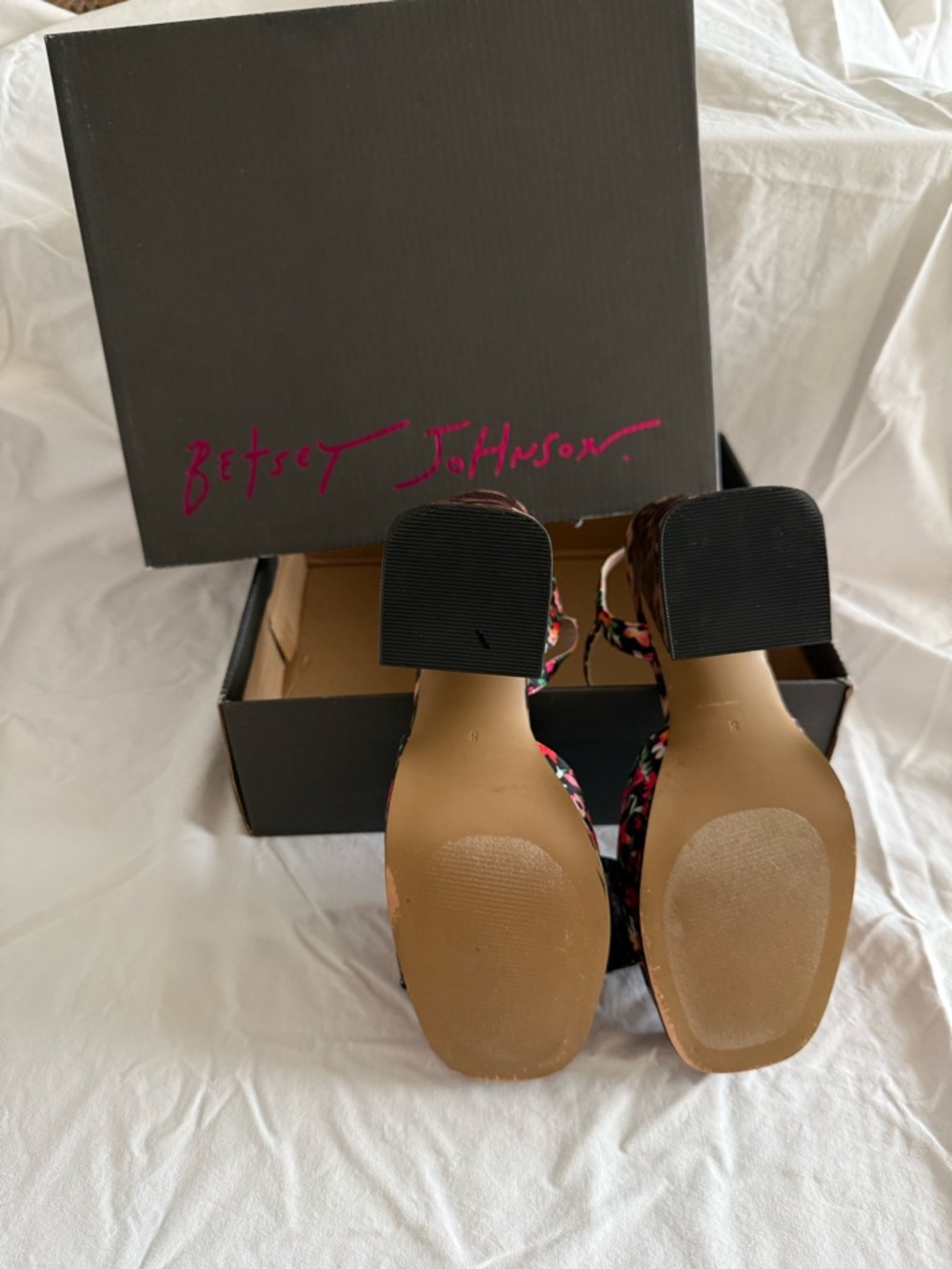 Lilie Betsey Johnson Black Floral Platform Sandal with Pink, Red, Orange Accents - Picture 5 of 5